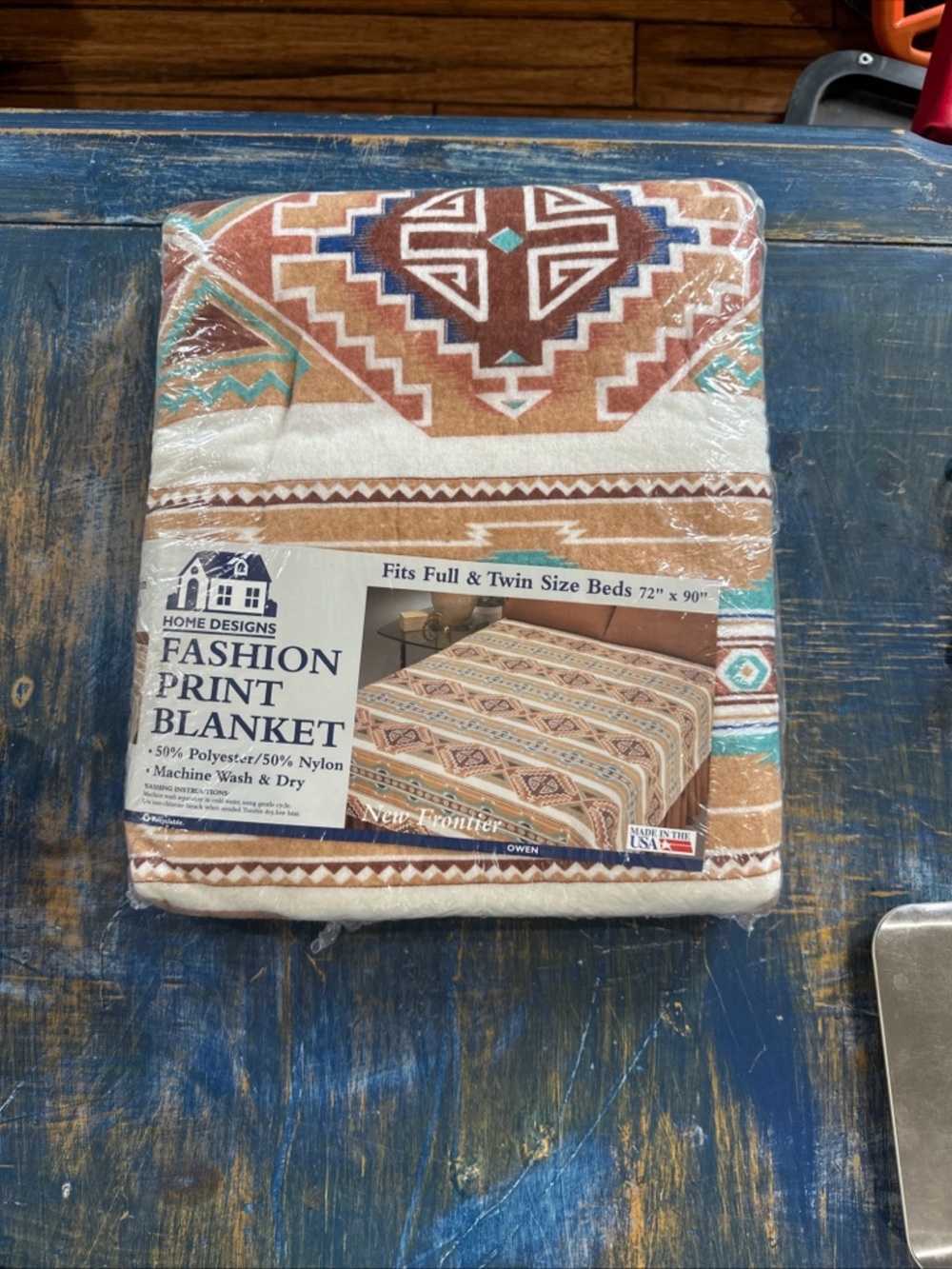 Fashion Print Blanket - Brown & Turquoise Southwestern Pattern twin/full nip